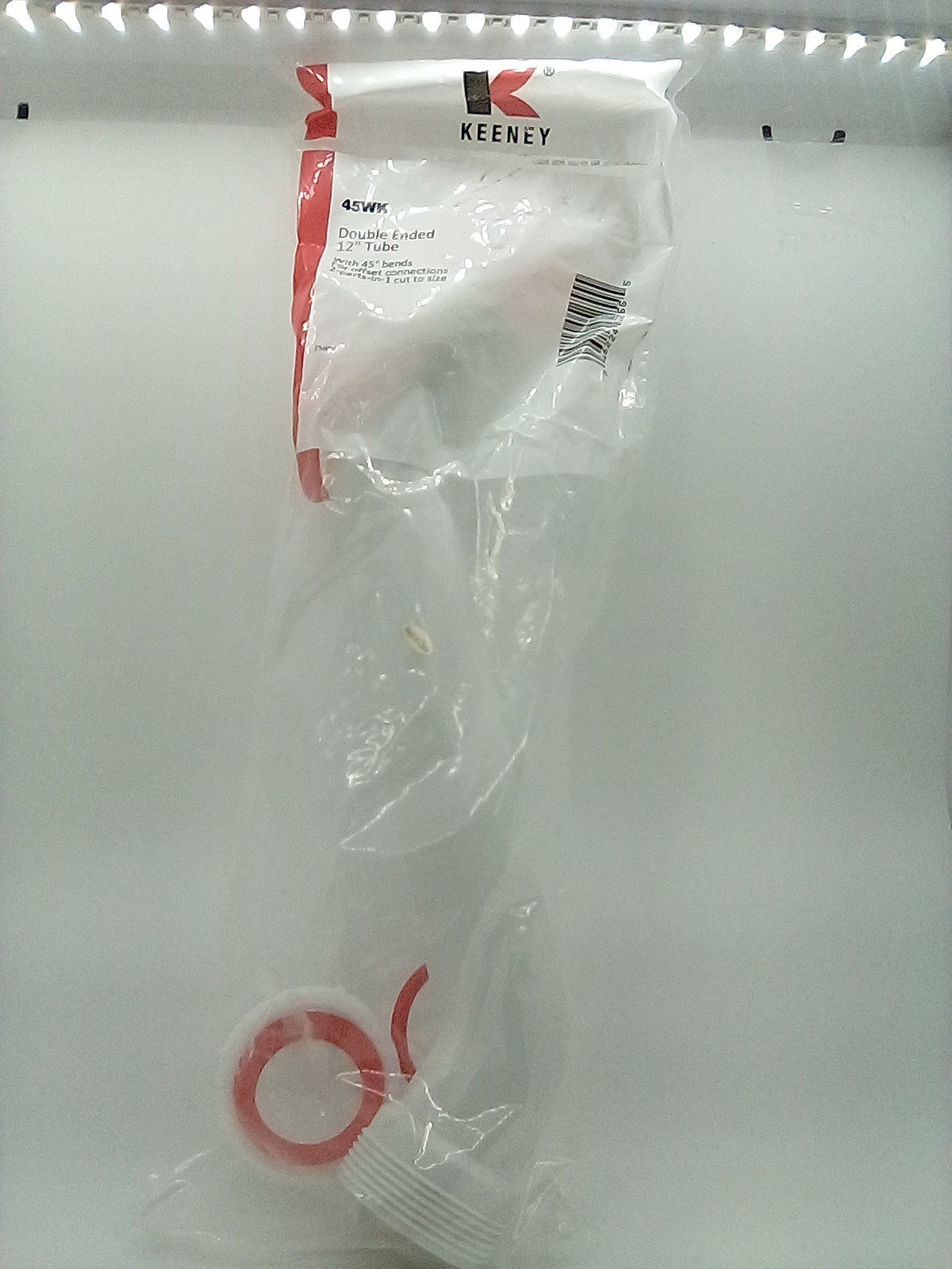 12" Double Ended Off Set Tube, 1 1/2", Keeney, waste line, 45WK, white 3 Total
