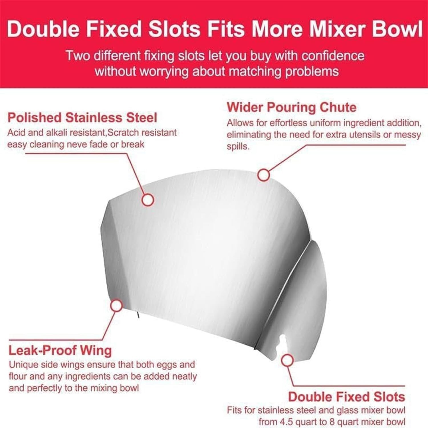 Stainless Steel Pouring Shield for Stand Mixer Versatile Shield Food Processing