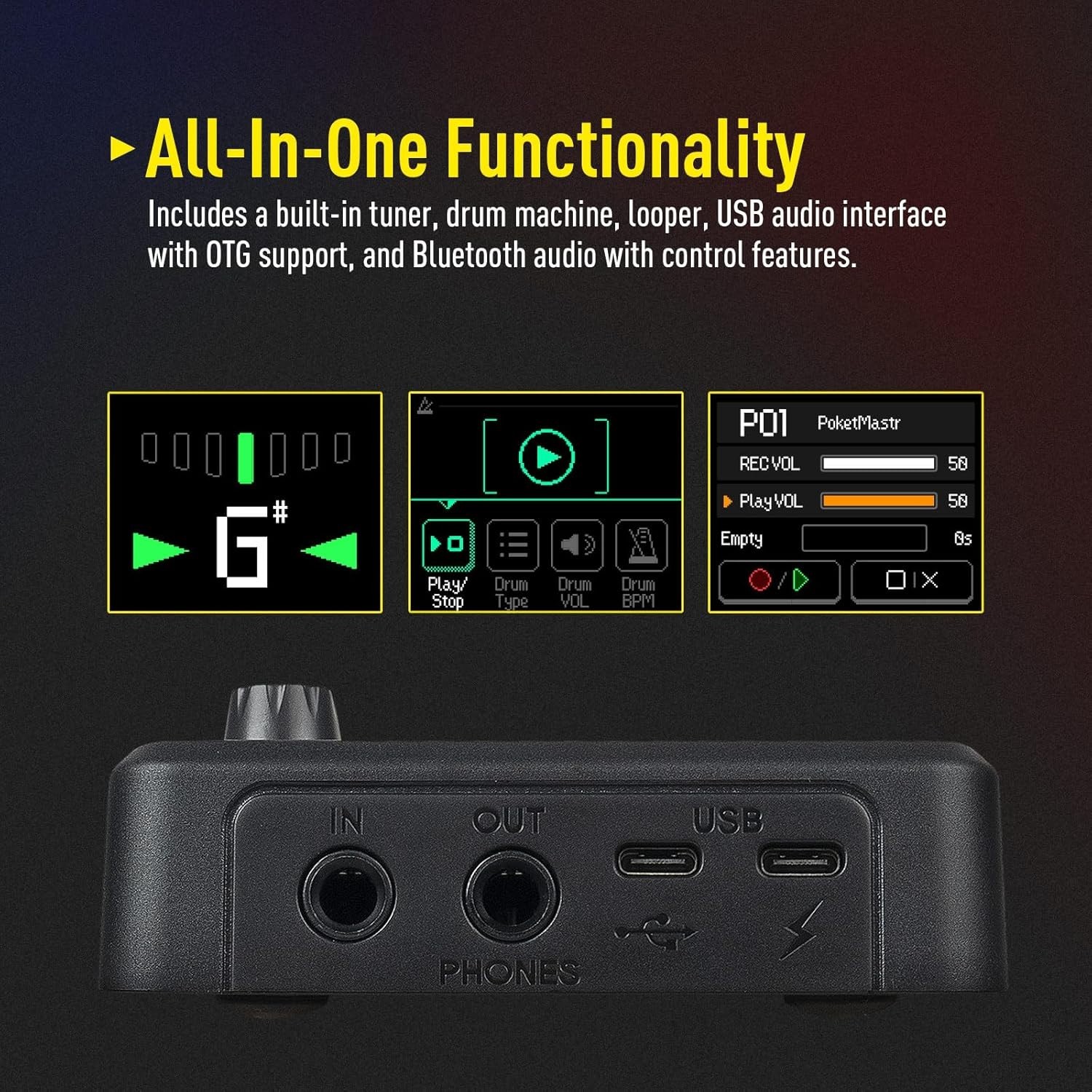 Sonicake Pocket Black Master Electric Guitar Multi-Effects Processor NEW