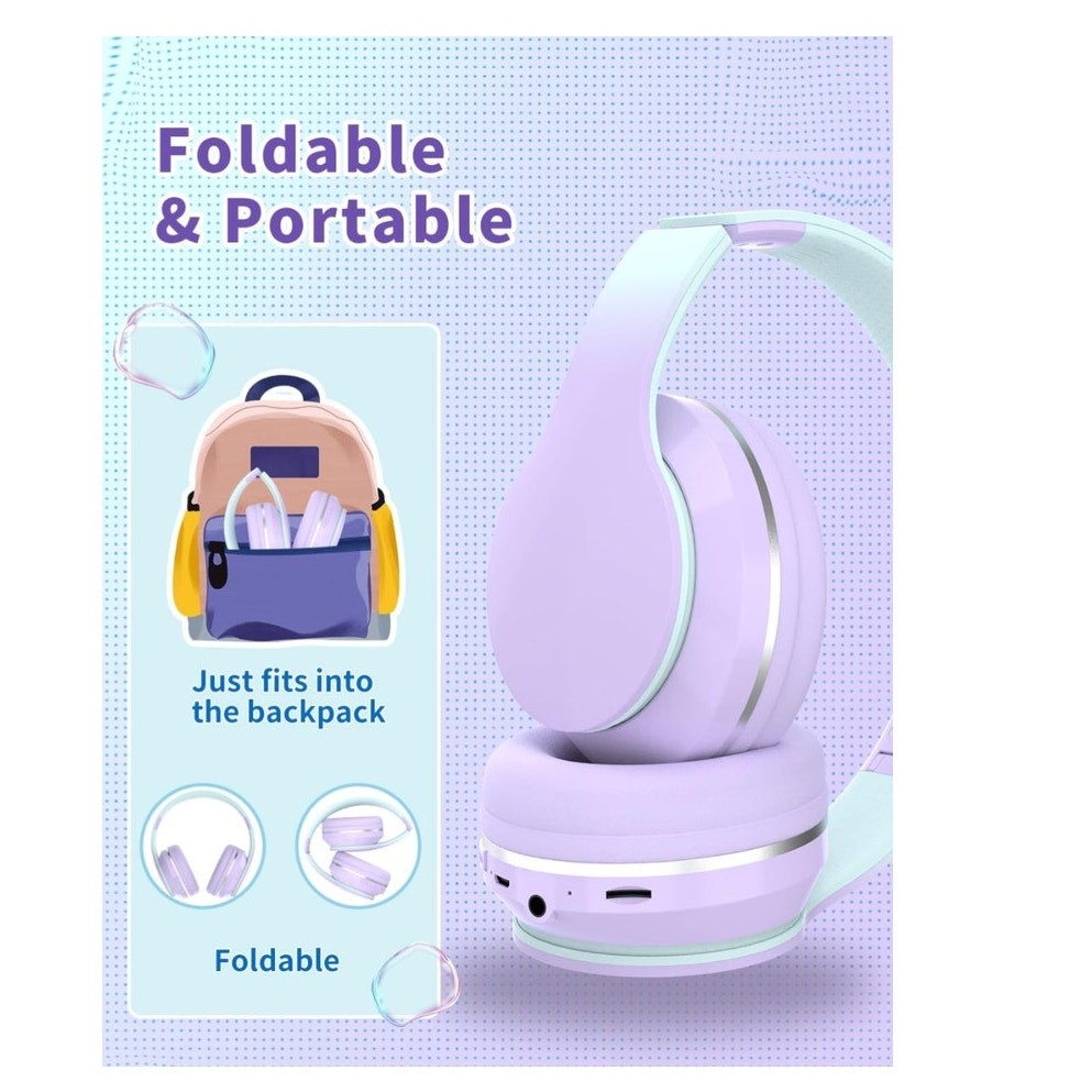 Bluetooth Kids Headphones,Wireless Stereo Sound,10H Play, Foldable&Adjustable