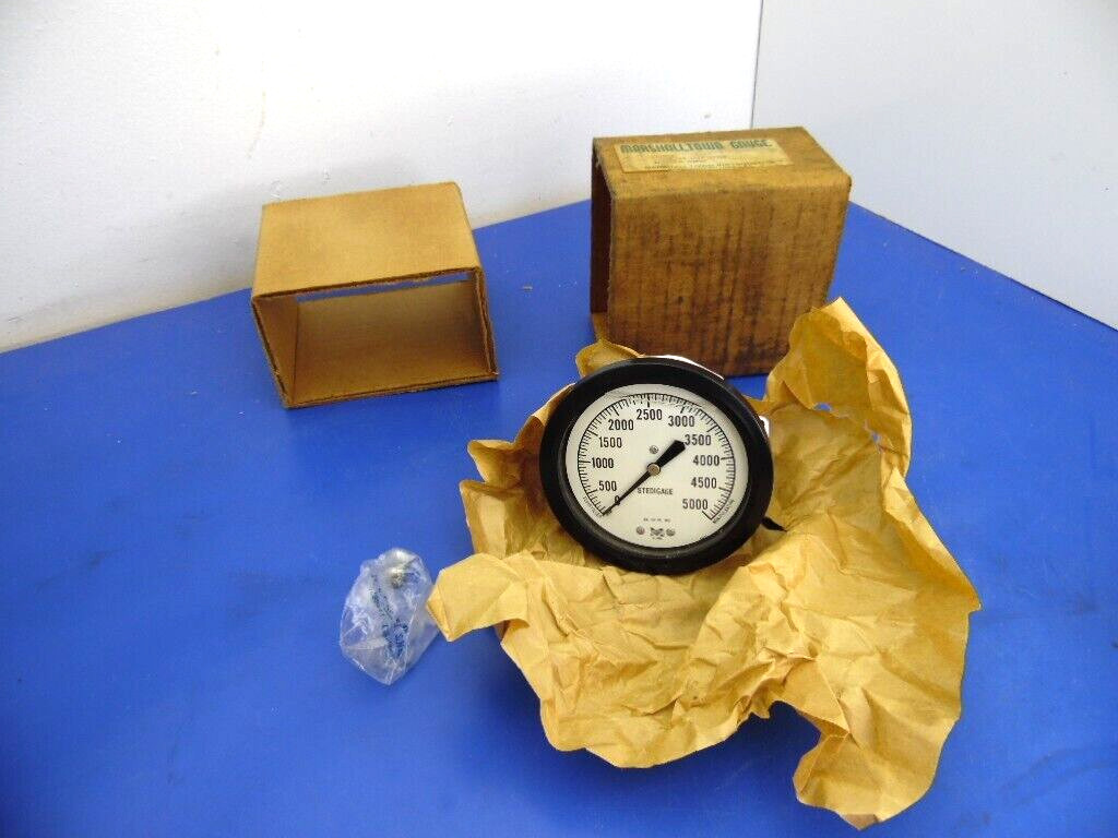 Marshalltown G19119,Pressure Gauge 3 1/2" Dial,0-5000 PSI,1/4" NPT Back Connect