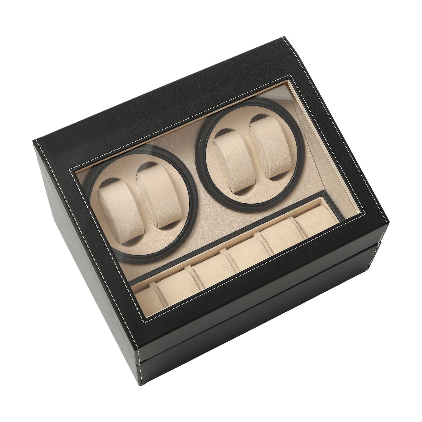 4+6 Luxury Automatic Rotation Watch Winder Leather Storage Case Display Box Gift