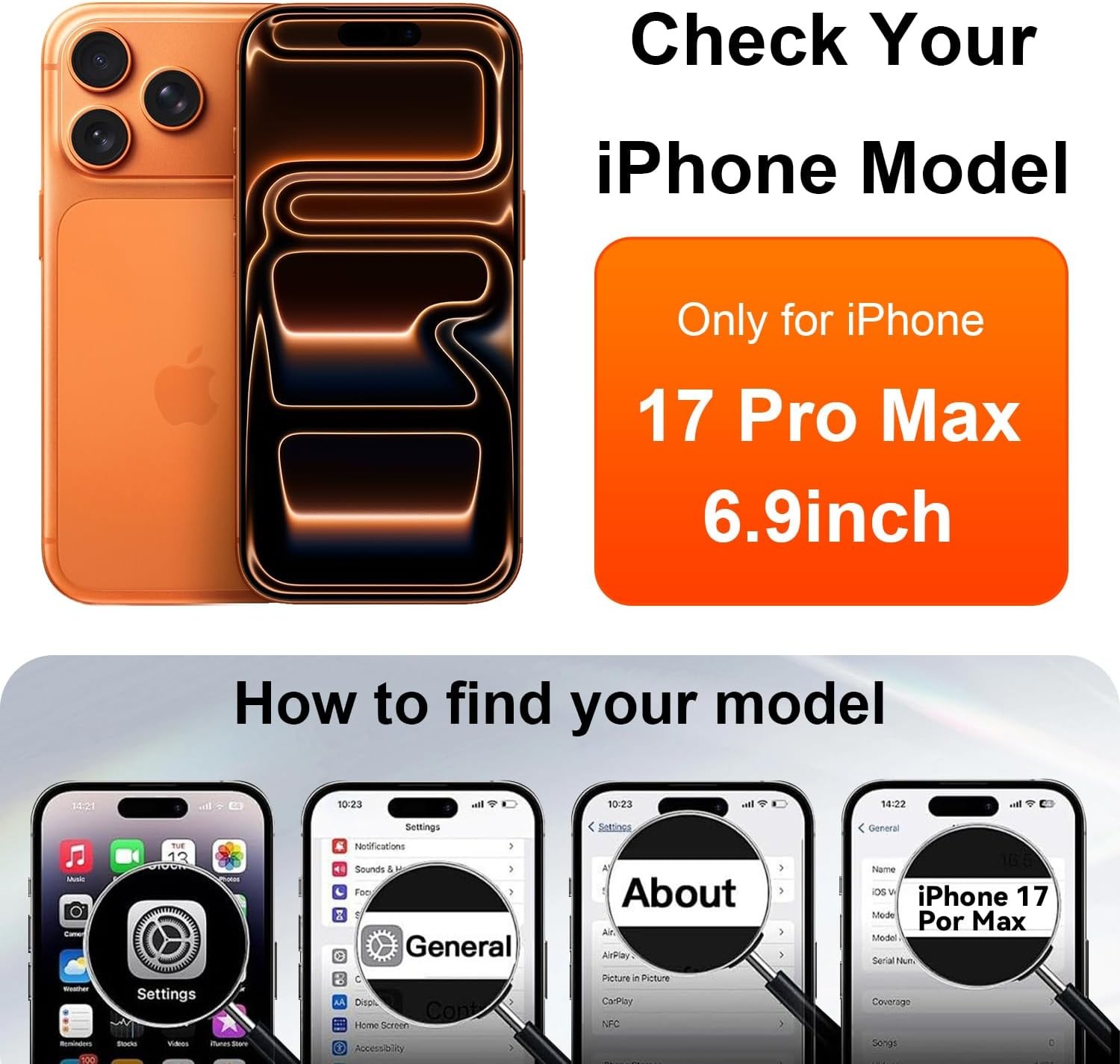 OneFish for iPhone 17 Pro Max Screen Protector 17 Max, HD Clear