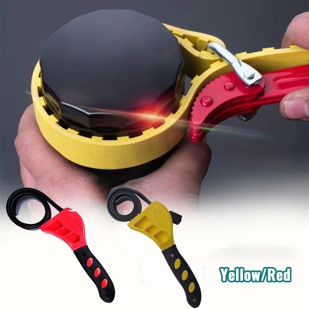 6" Adjustable Rubber Belt Strap Wrench Metal Pipes Oil Water Filter Removal Tool