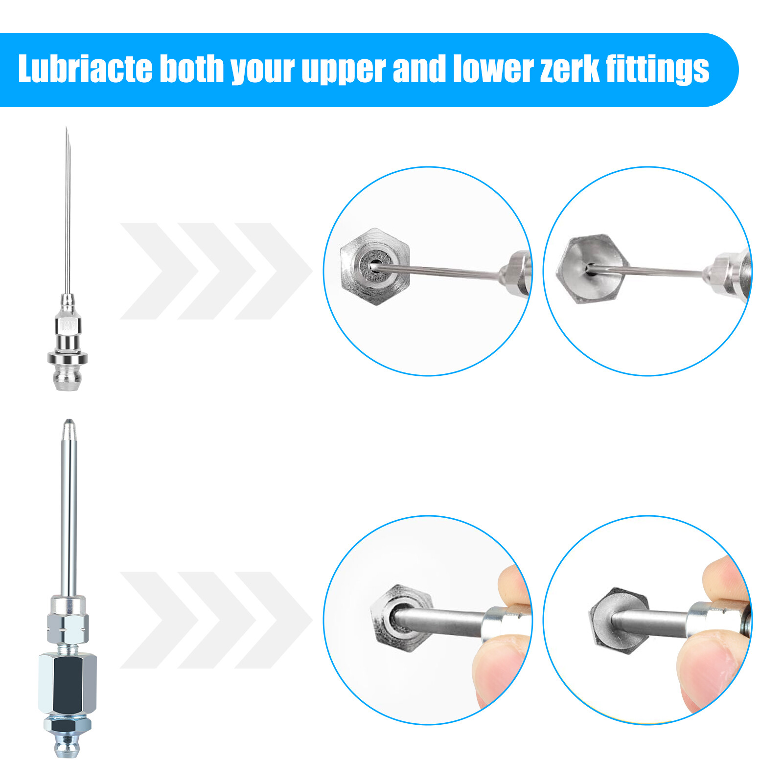 90 Degree Coupler Needle Nozzle Grease Injection Needle w/ Cap for Zerk Fitting