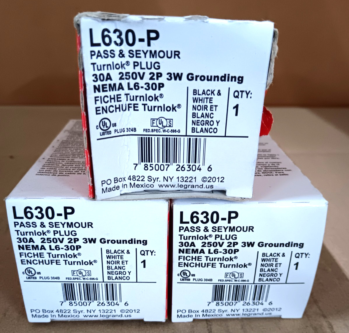 Legrand L630-P Turn Lok Plug Lot of 3