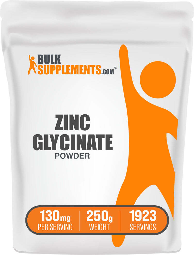 BulkSupplements Zinc Glycinate Powder- Supports Heart Health - 130mg per Serving