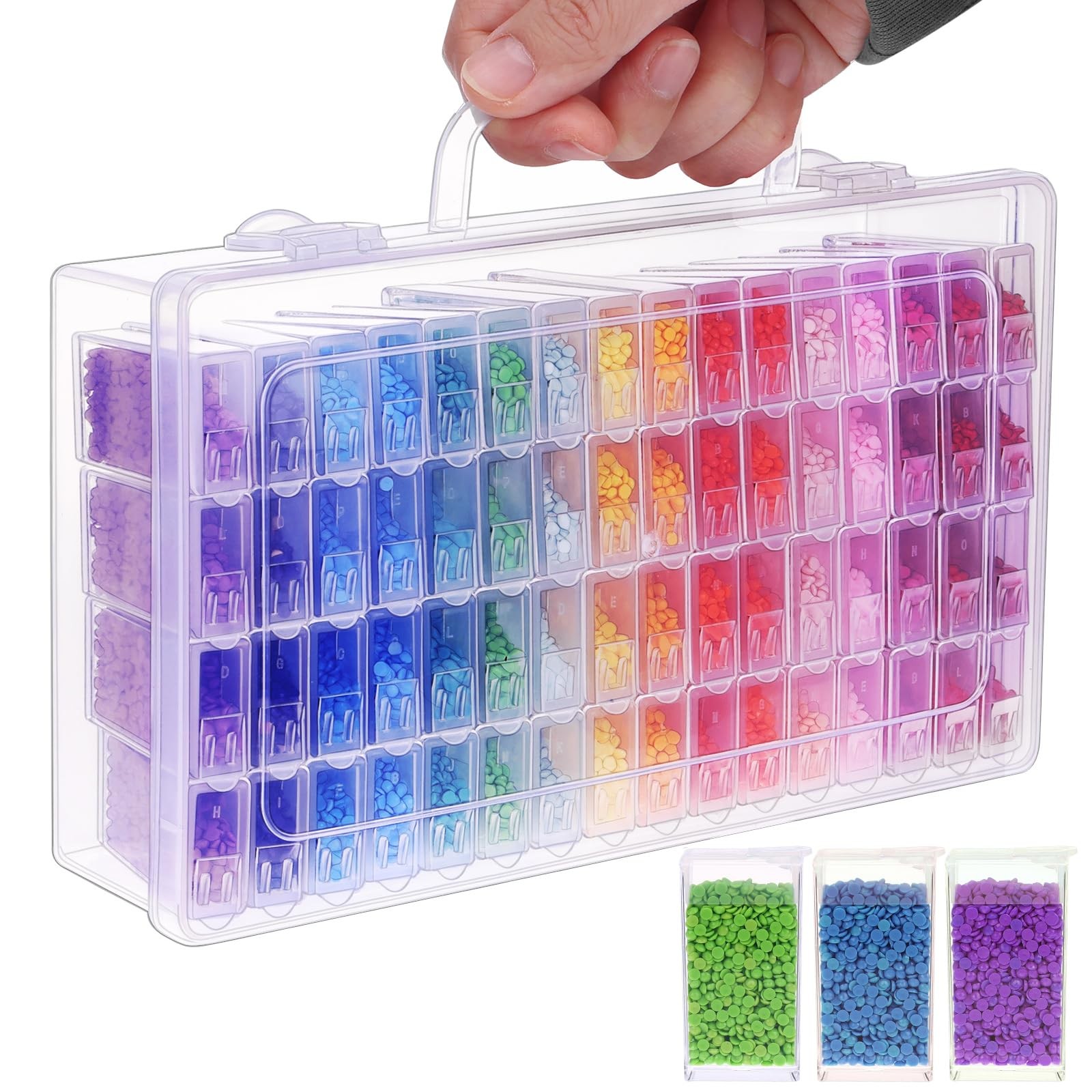 SGHUO 64 Grid Diamond Painting Storage Containers 64 Grids, Transparent Color