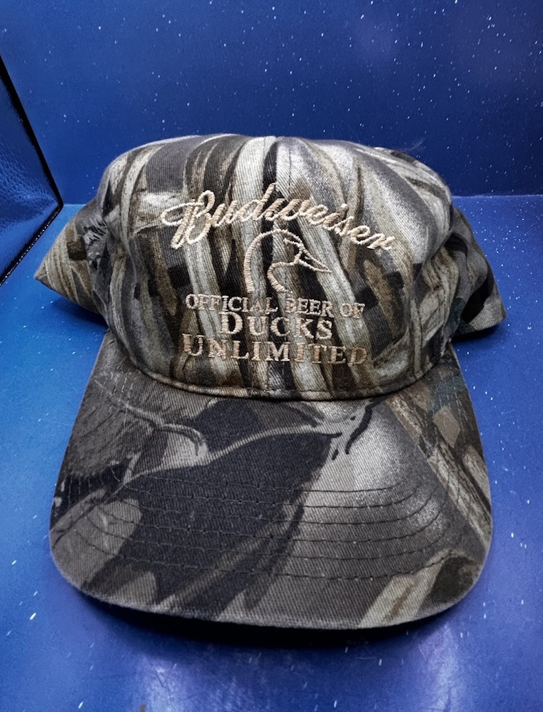 Vtg 2000 Budweiser Official Beer Of Ducks Unlimited Camo Snapback Cap Hat USA DU