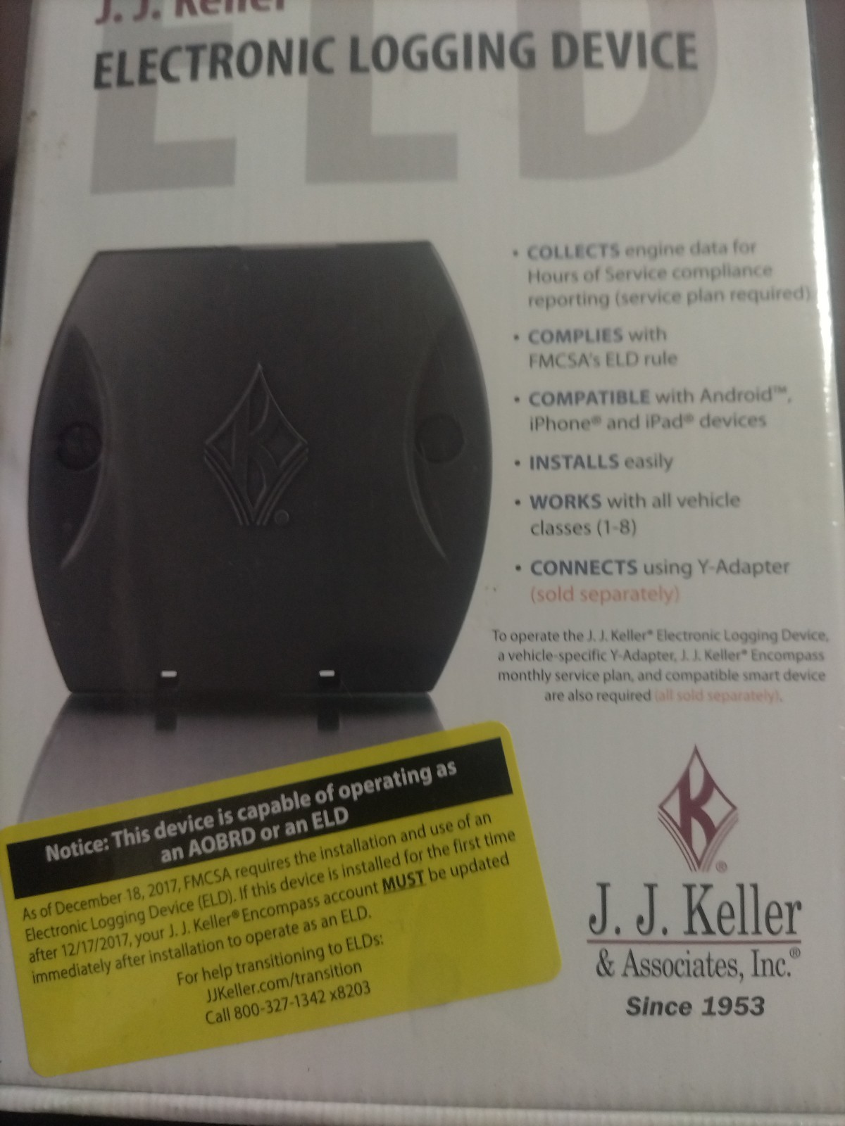 J.J. KELLER ELD ELOG ELECTRONIC LOGGING DEVICE