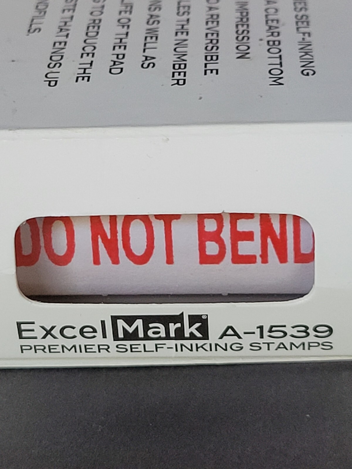 ExcelMark A1539 Self Inking Rubber Stamp w/ Red Ink New DO NOT BEND