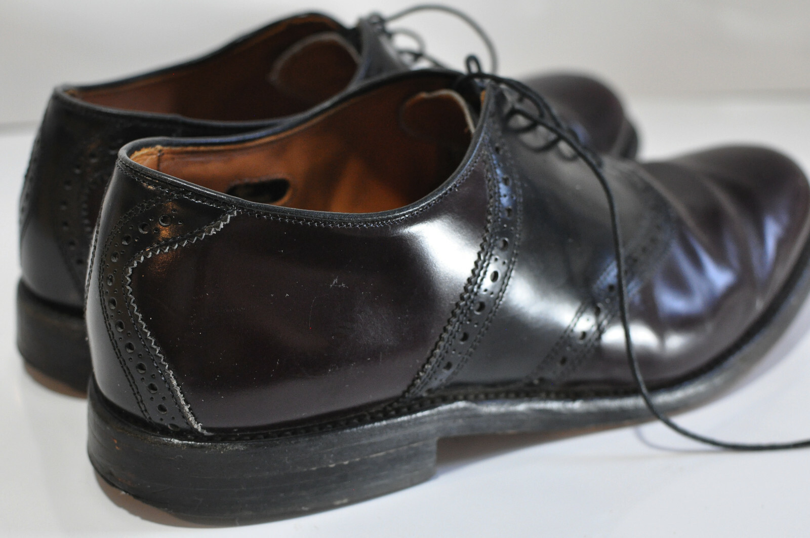 Allen Edmonds Mens Shelton Oxford shoes made in USA size 11.5 2 Tone Black Burgu