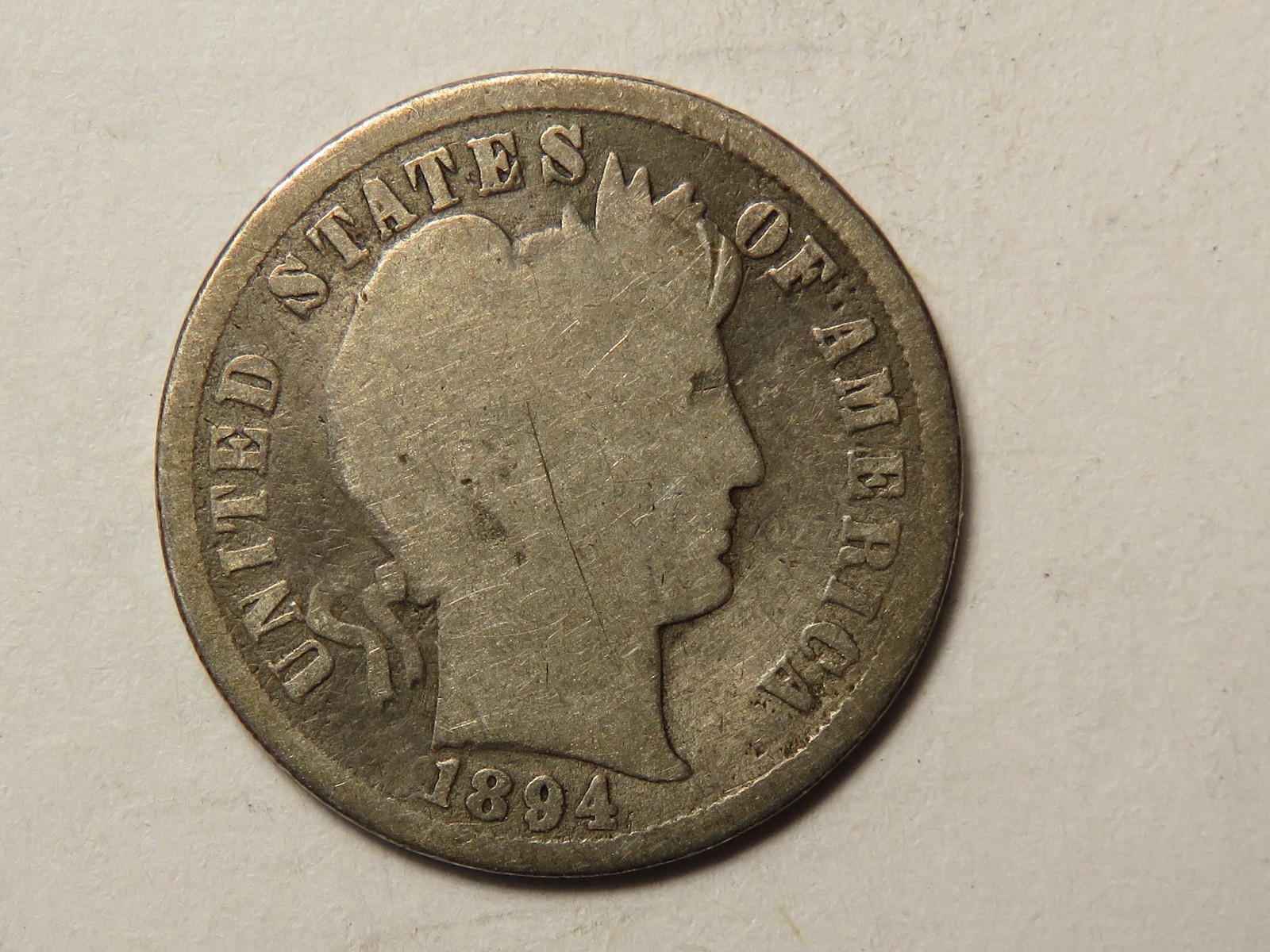 1894-P Barber Dime Grading G/VG, Lightly Cleaned