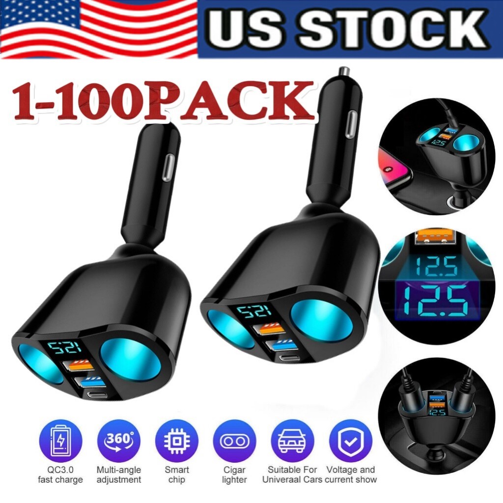 Dual USB Car Cigarette Lighter Socket Splitter Power Adapter Charger Outlet Lot