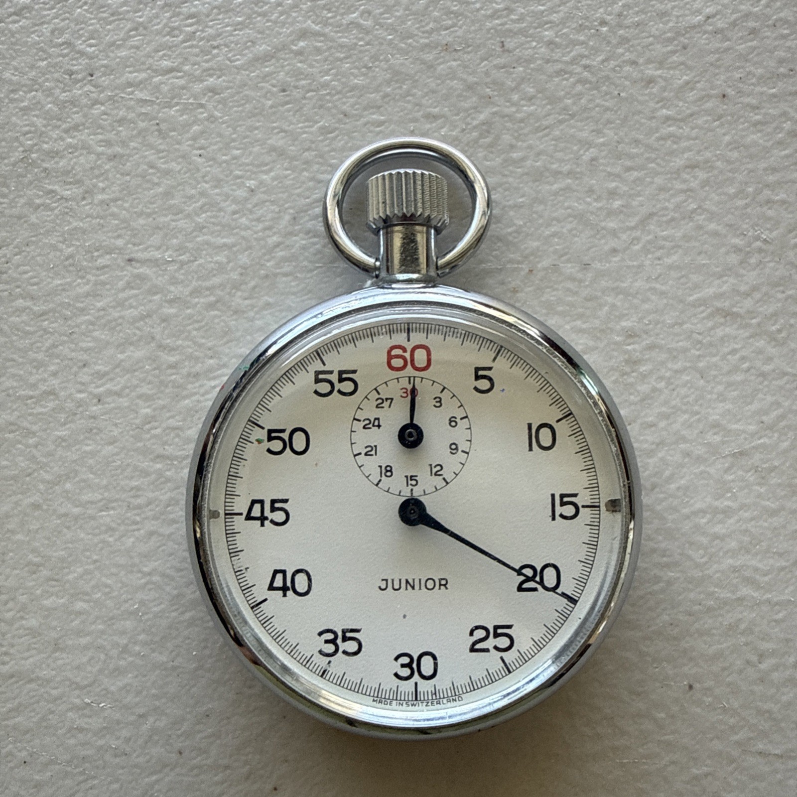 Vtg JUNIOR Swiss Made Pocket Timer Stop Watch **READ