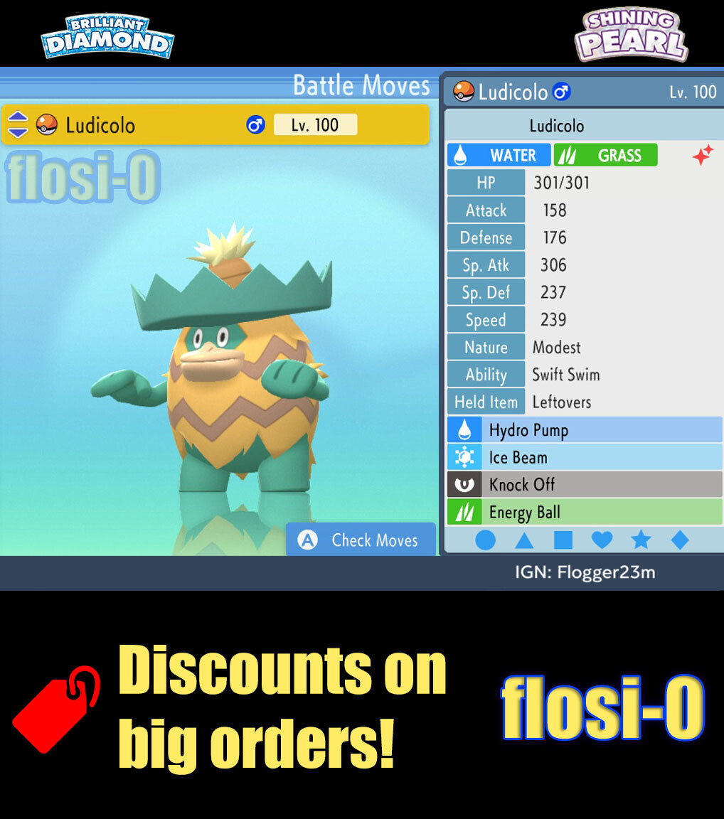 6IV Shiny Ludicolo Pokemon Brilliant Diamond and Shining Pearl