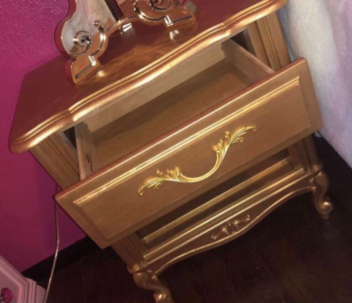 Classy Gold Nightstand Bedside Golden Nighttable Bed Side Cabinet Gold Furniture