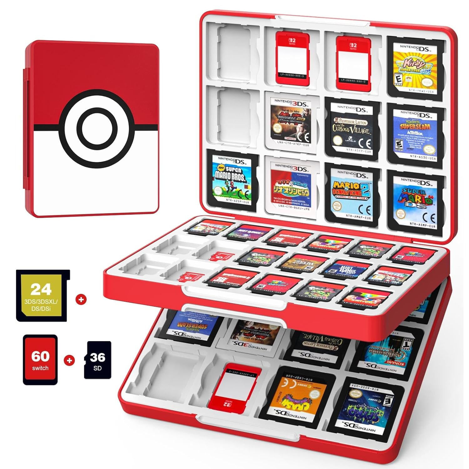 60 Game Card Case for Nintendo Switch 2 / Switch OLED / 3DS / 3DSXL, Portable St