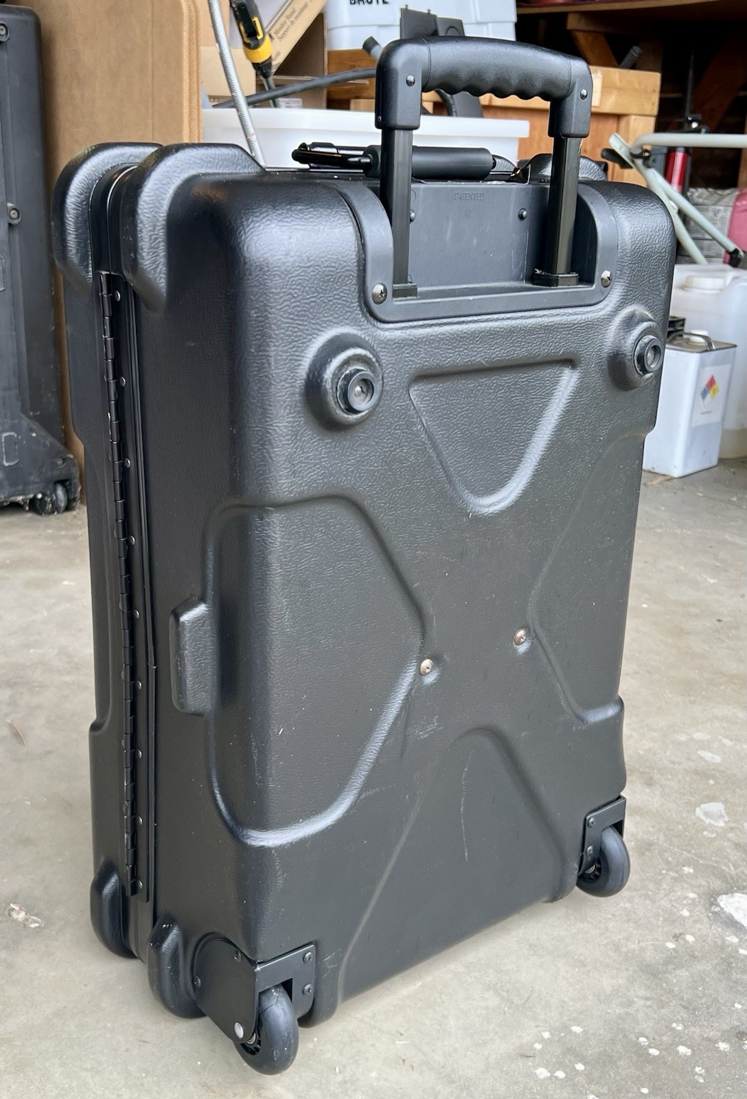 19" Black Hard-shell Plastic Wheeled Rolling Combination Music Suitcase Case Box