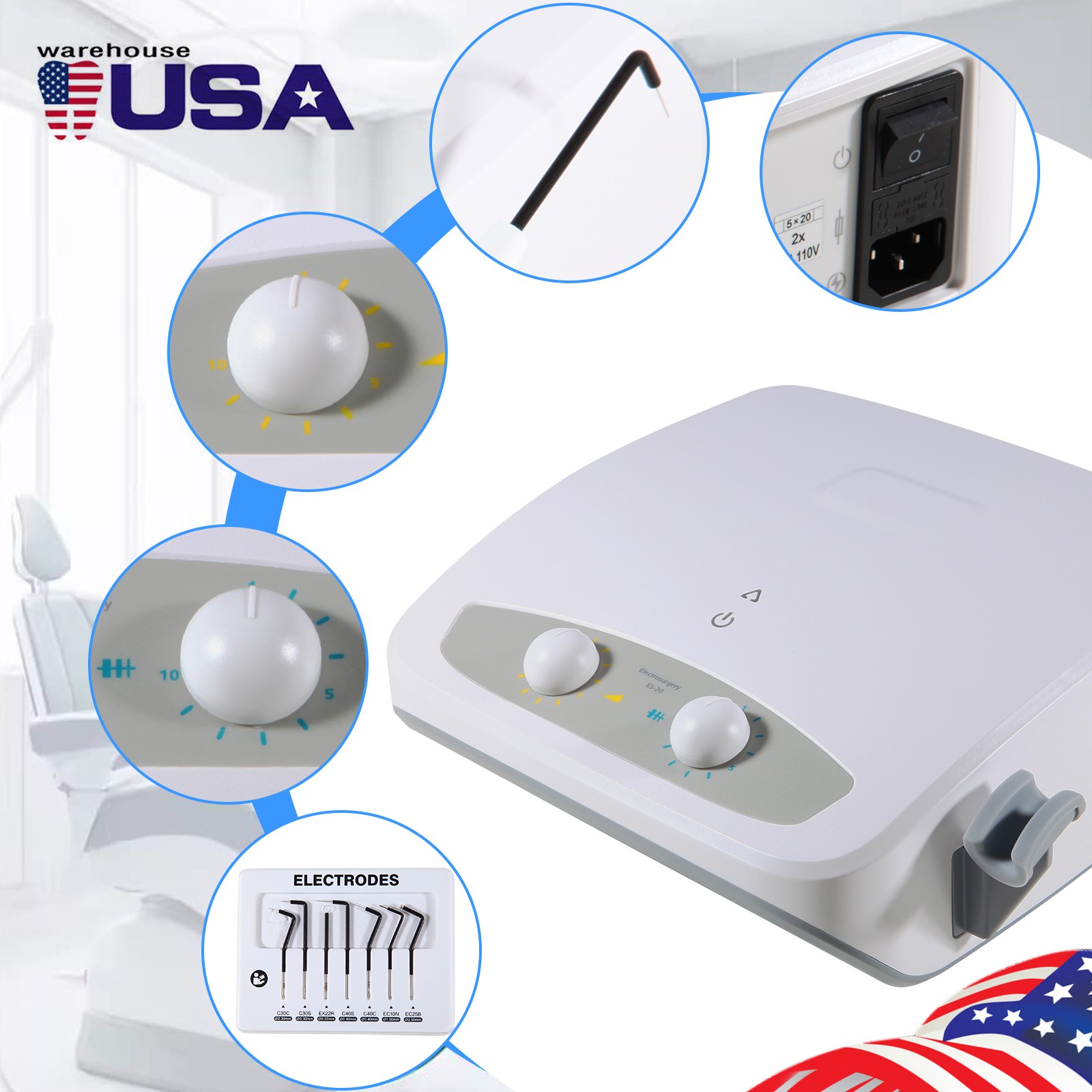 Electro Electrosurgery Unit Machine High Frequency Electric 7pcs Tips UPS