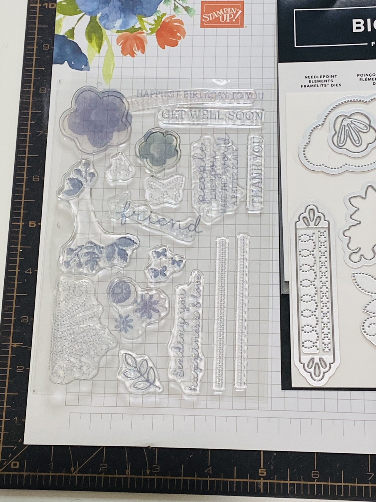 Stampin’ Up! Needle & Thread Stamps Needlepoint Elements Framelits Dies