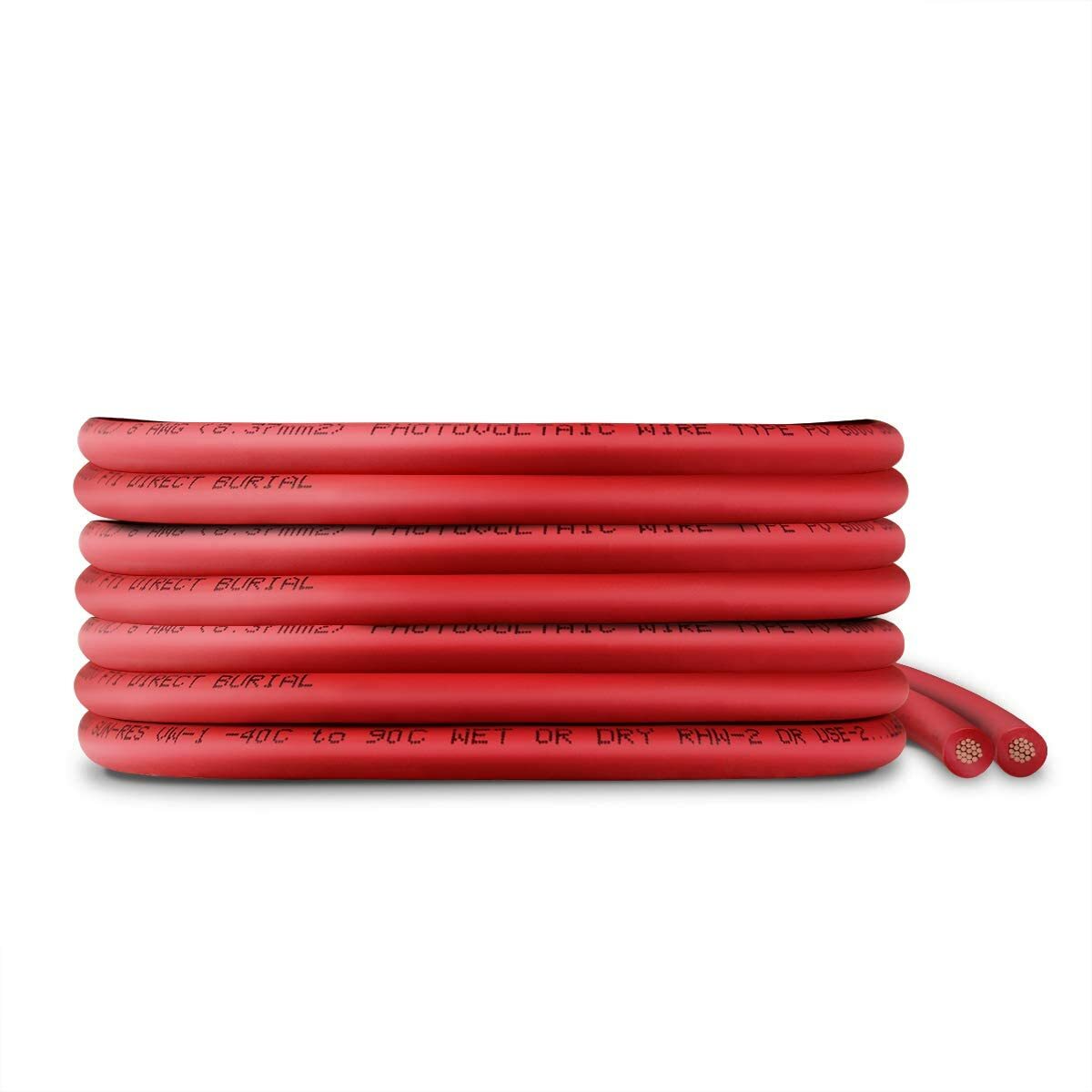 8 AWG Solar Panel Wire 90' Power Cable UL 4703 Copper MADE IN USA PV Gauge Red