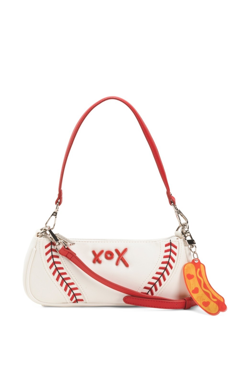 NWT Adorable Betsey Johnson Baseball Crossbody Handbag with Hot Dog Charm