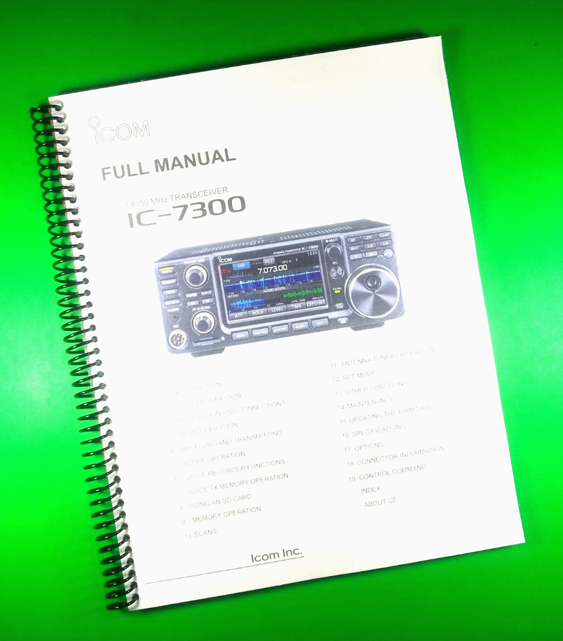 Owners Manual for ICOM IC-7300 HF/50 MHZ Transceiver 174 Pages W/Clear Covers!