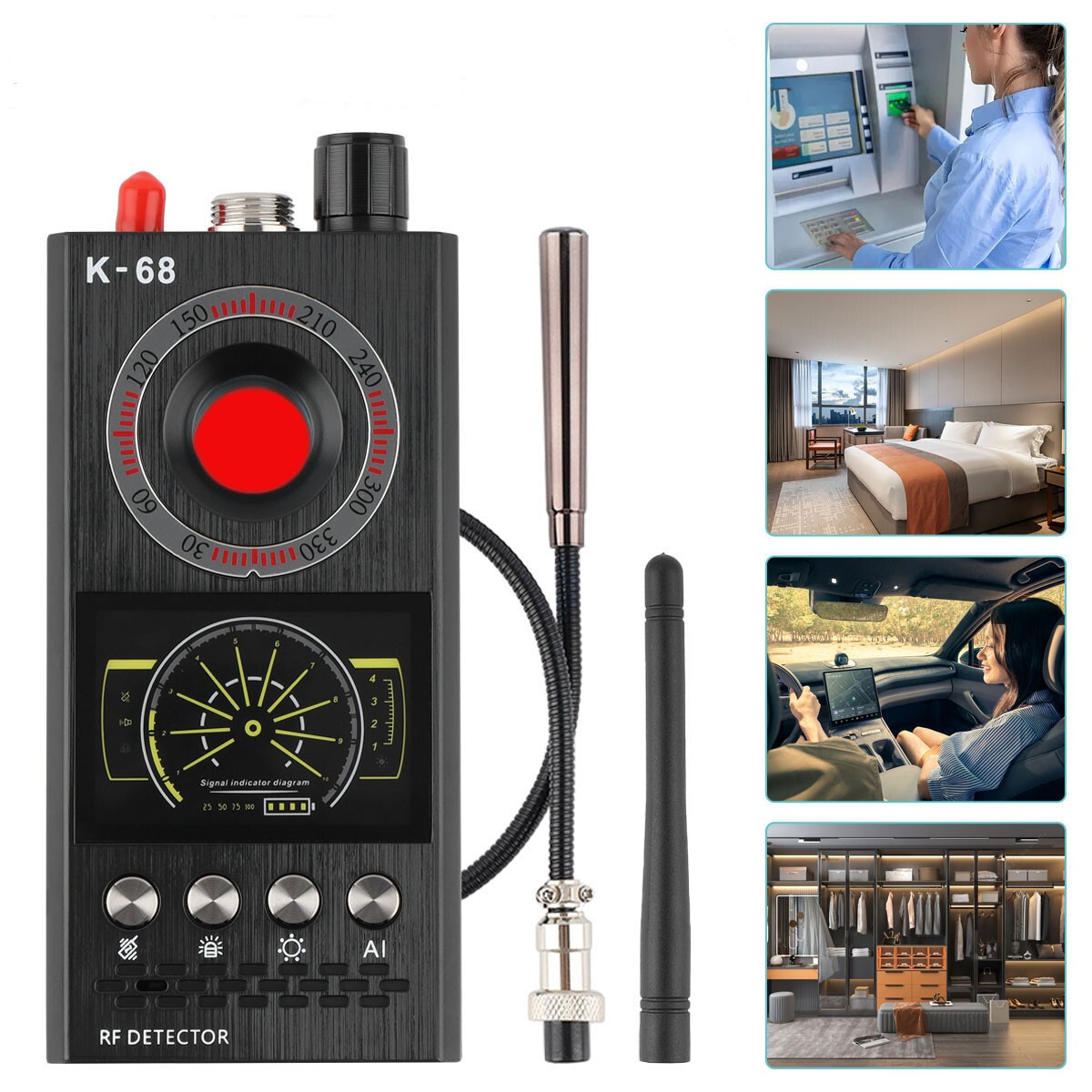 2026 K68 Anti-Spy Scanner Detector RF Camera GSM Audio Bug Finder Signal Tracker