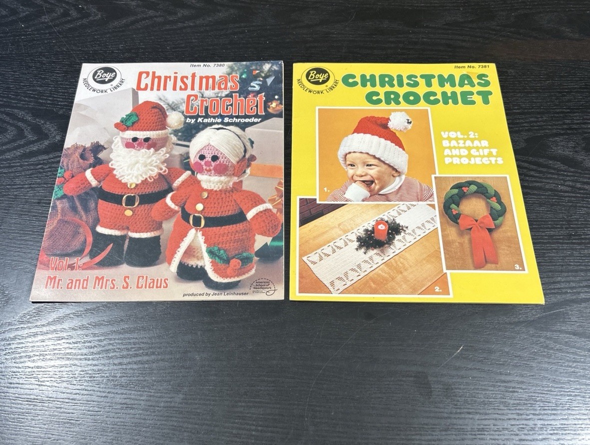 2 Boye American School of Needlework Christmas Crochet Booklet Holiday 7380 7381