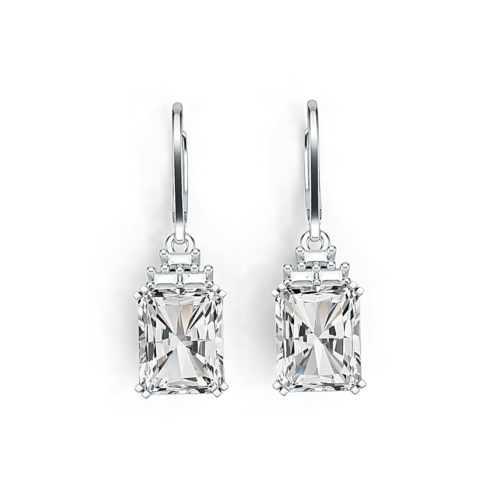 Sterling Silver Semi Mount Earrings Setting Emerald OCT 10X8mm
