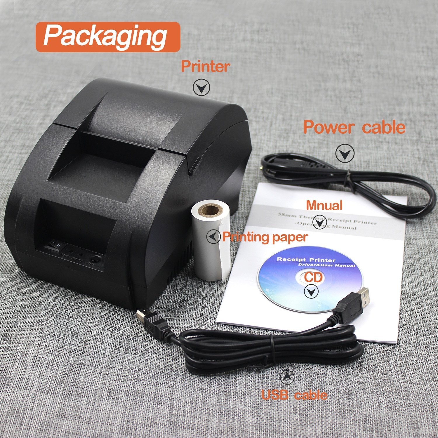 58MM USB Thermal Receipt Printer - High Speed 90mm/sec, ESC/POS Compatible, Idea