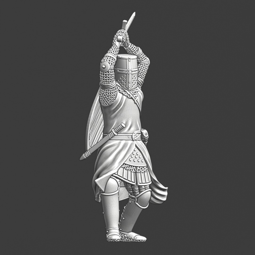 Northern Crusades Miniature Medieval Crusader Foot Knight Infantry 3D 28mm 32mm+