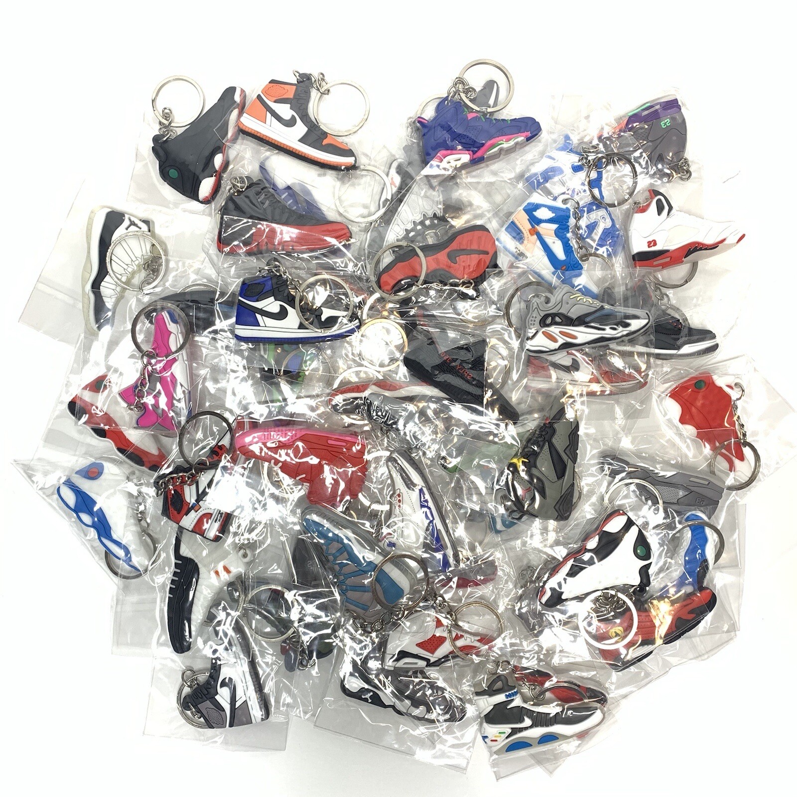 LOT of 10 Pcs 2D Sneakers Keychains Hype Beast Sneaker 2D Variety Of Keychains.