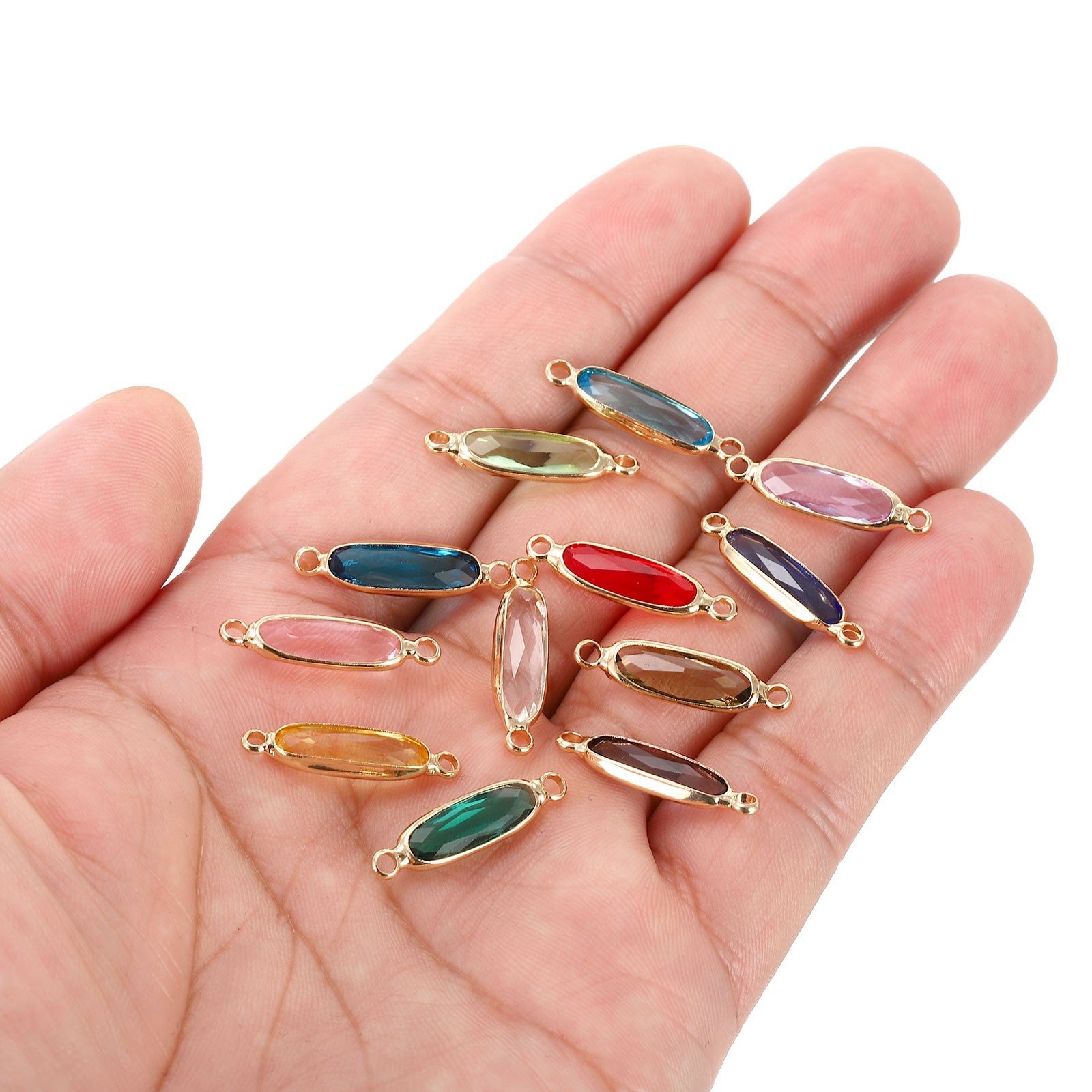 Birthstone Connector Link 24Pcs Diamond Link Round