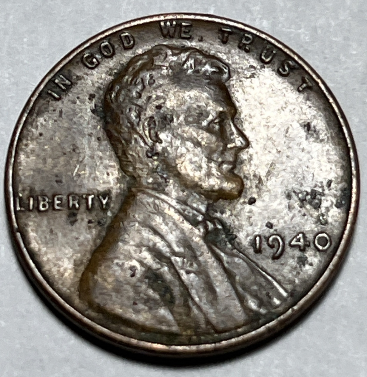 1940 Lincoln Wheat Cent Woody Improper Alloy Error & Strike Through Grease Error