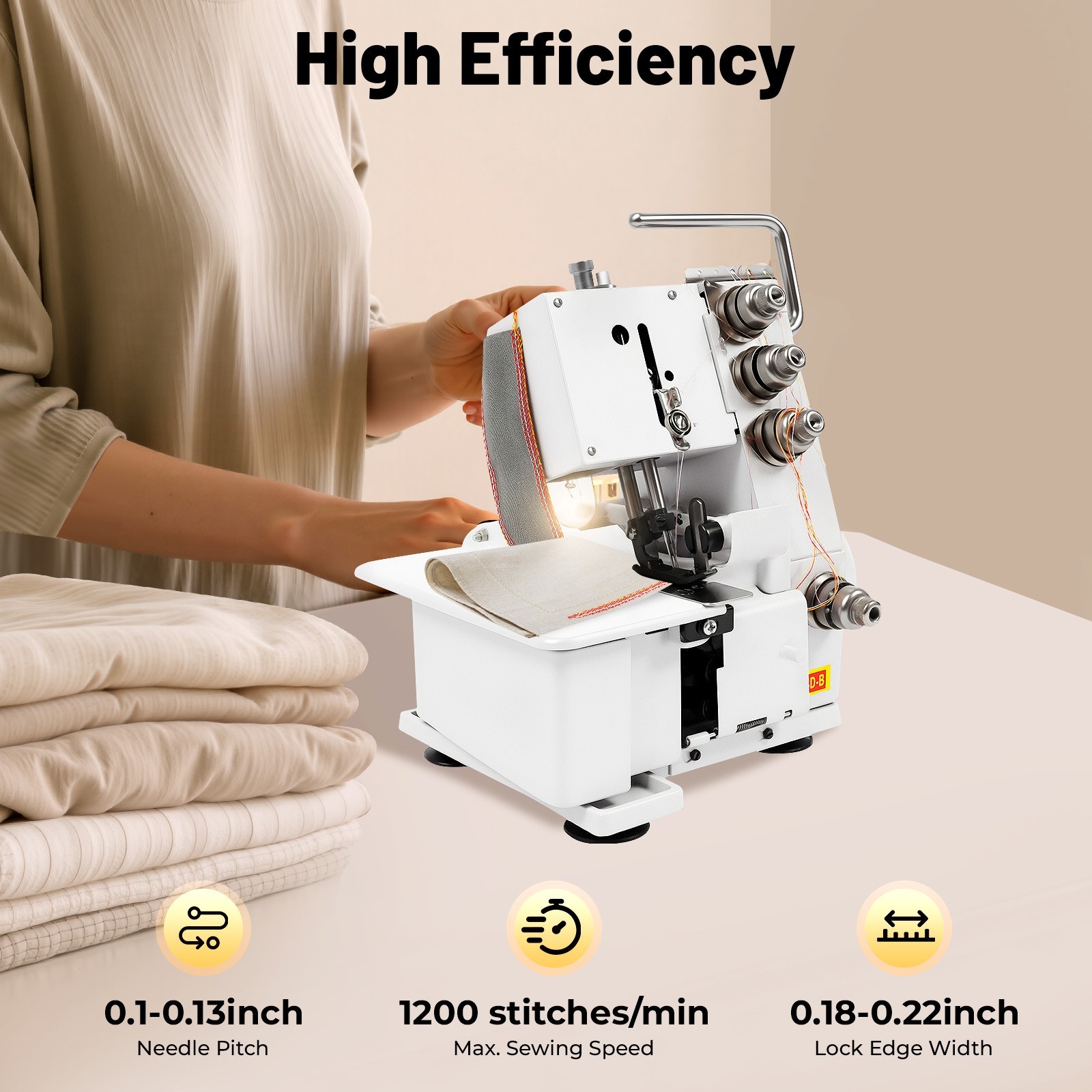 Professional 4 Thread Serger Overlock Sewing Machine 4-Line with Foot Controller