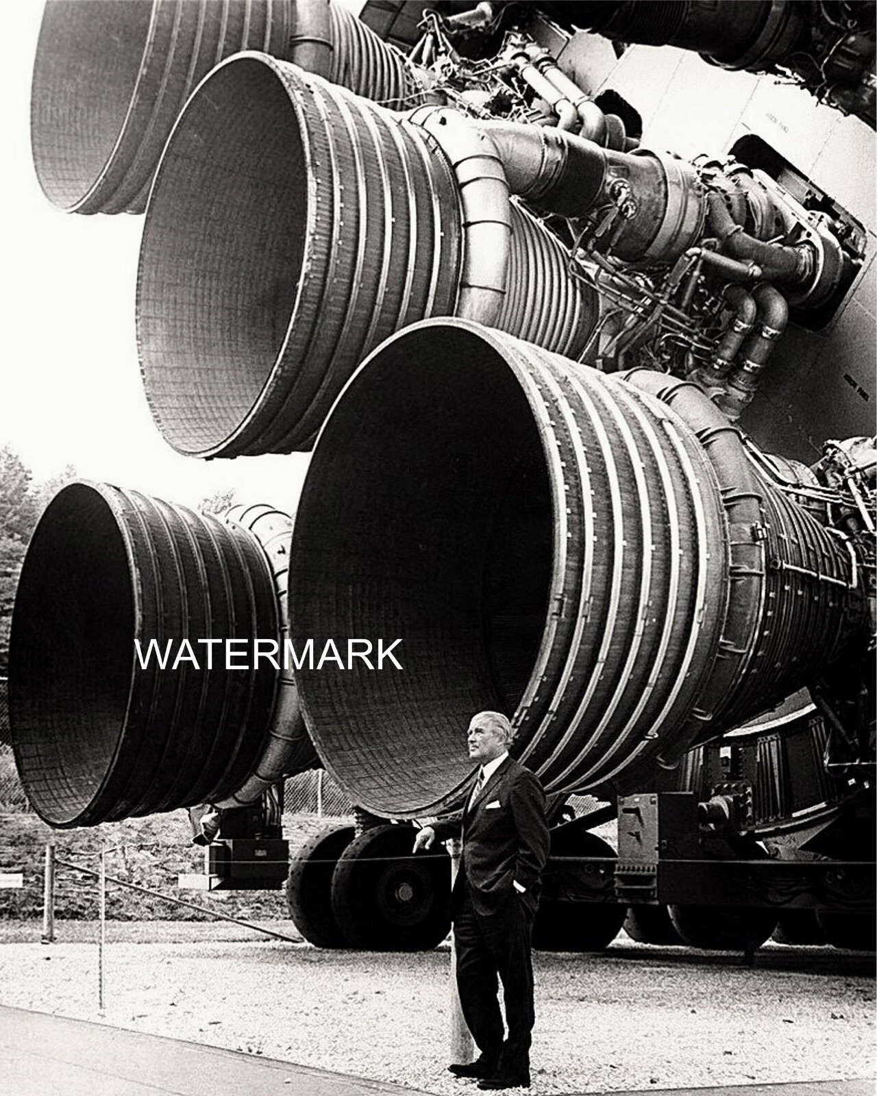 Wernher Von Braun Standing by Engines Saturn V Nasa 11 x 14 Photo Picture