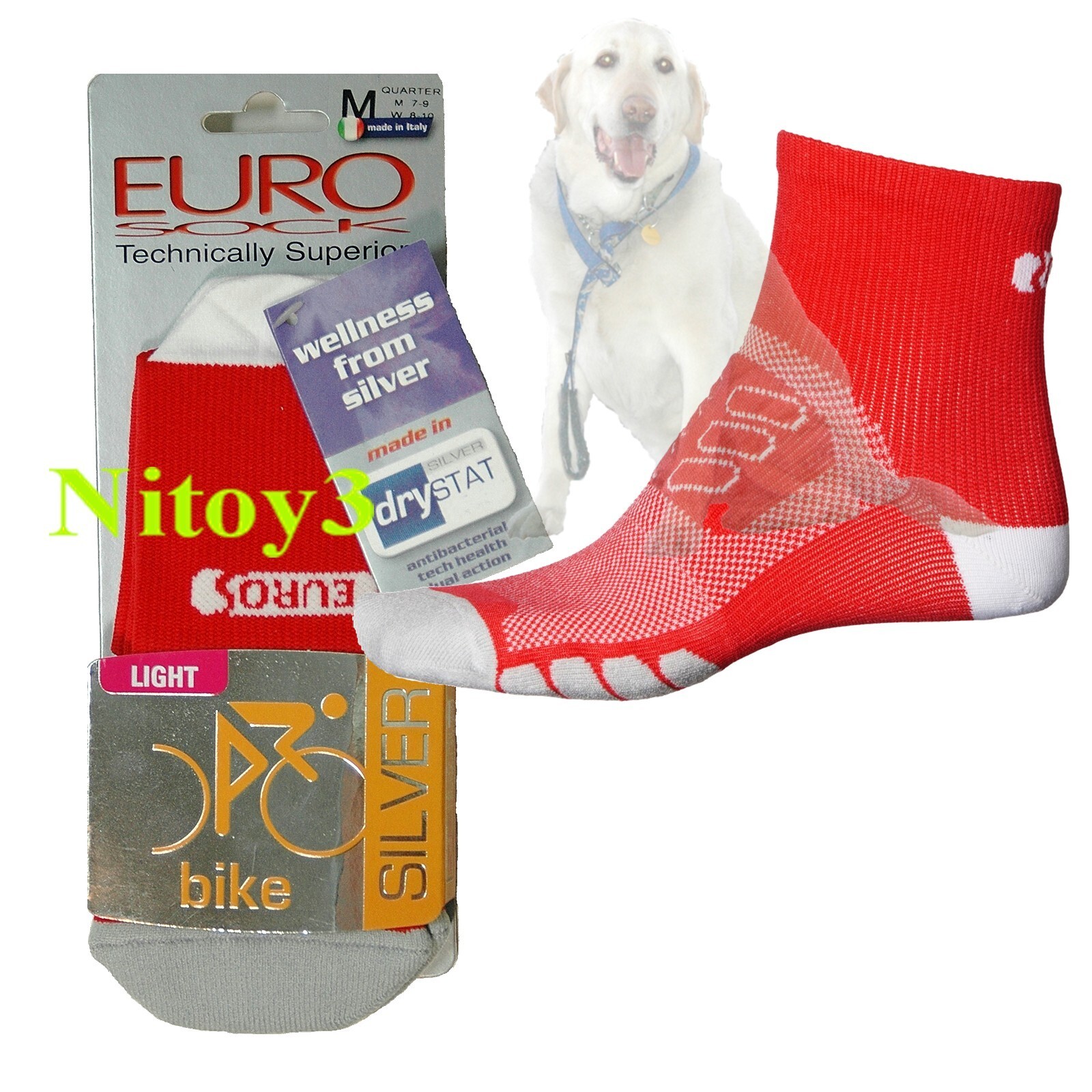 Eurosock SILVER DryStat® Lightweight Cycling Socks-Quarter Crew Unisex Medium