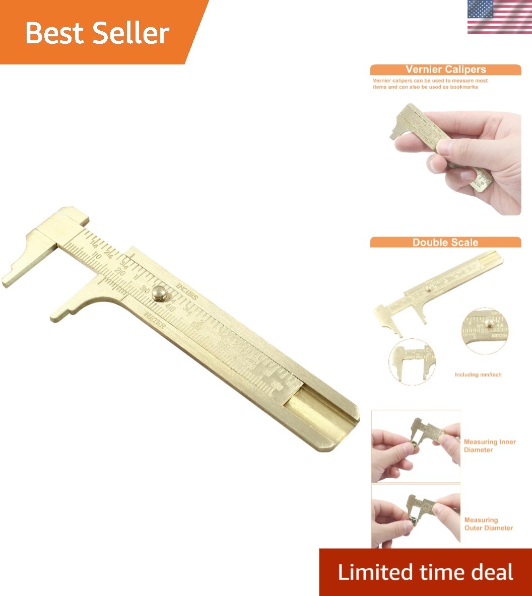 Elegant Brass Pocket Vernier Caliper 3.15" – Dual Scale for Precision Measuring