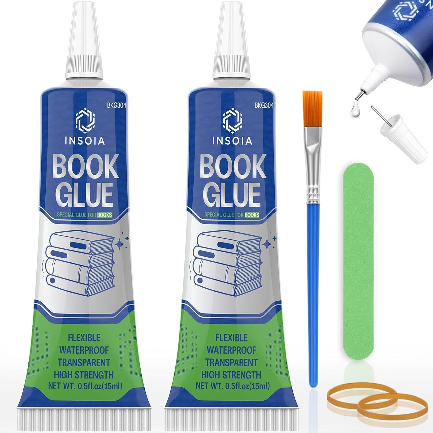 Book Glue, 15ML X 2 Book Adhesive, Clear Book Binding Adhesive, Flexible Pape...