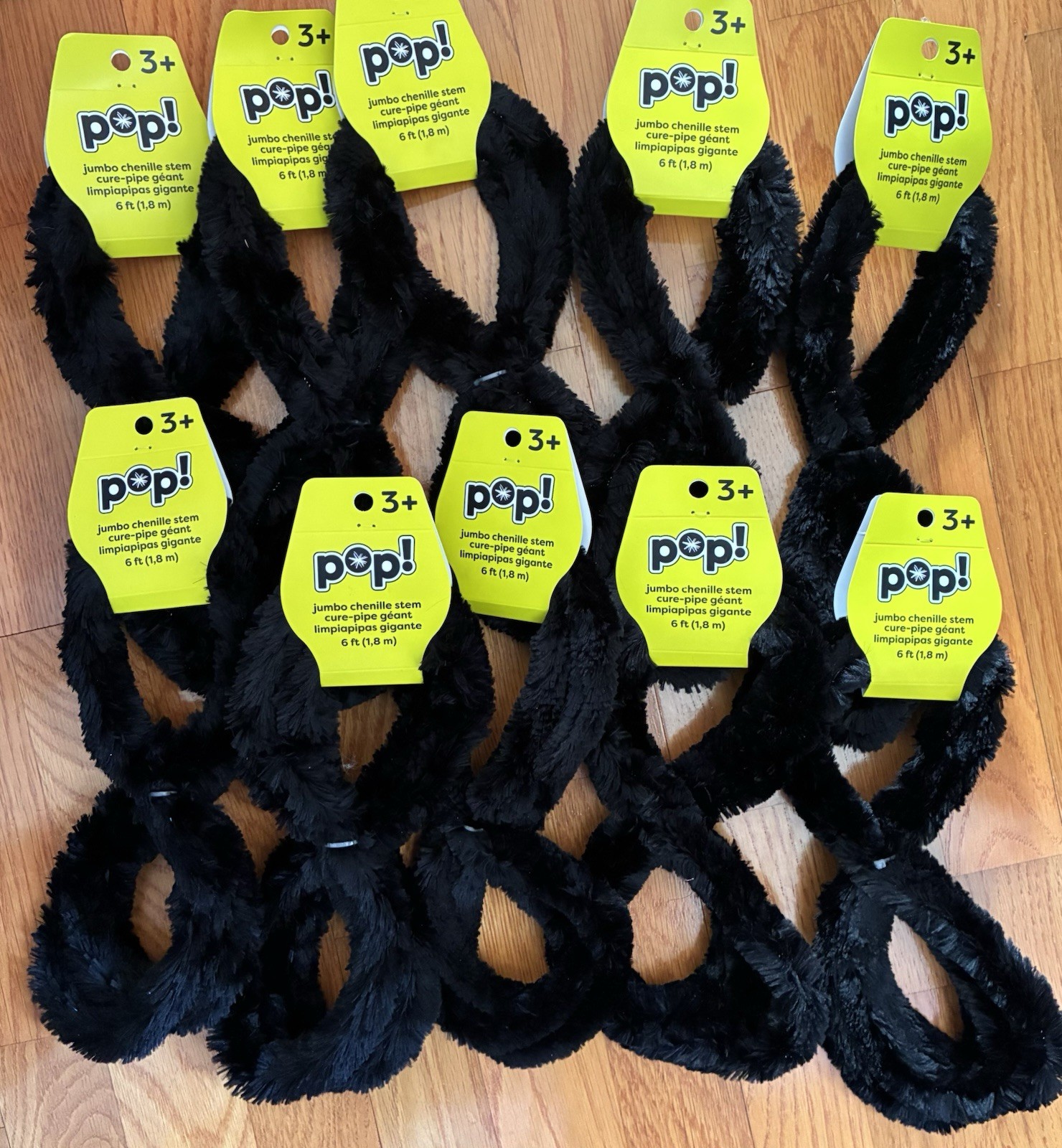 NEW POP!  *SET OF 10* 6 FOOT JUMBO CHENILLE STEM 30mm X 1.8m Pipe Stem Crafts