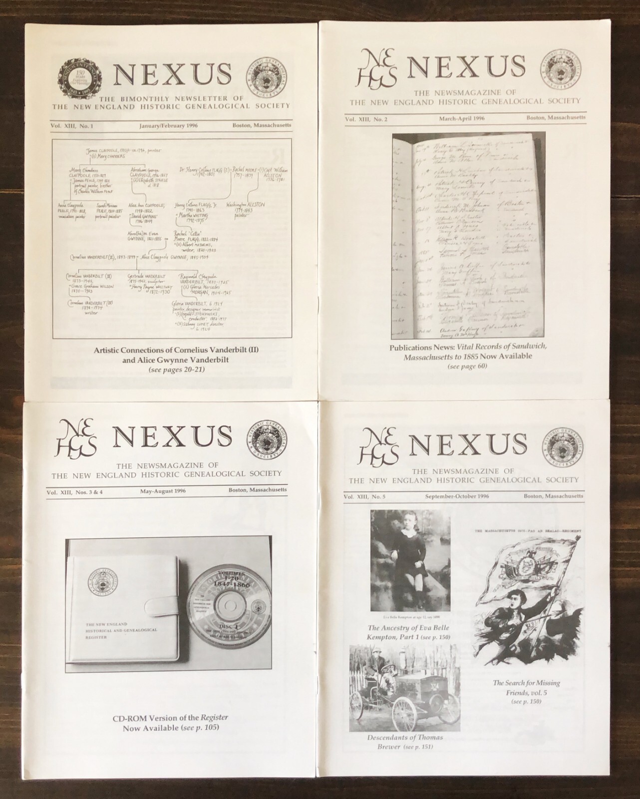 1996 NEHGS NEXUS Newsletter, Lot of 5