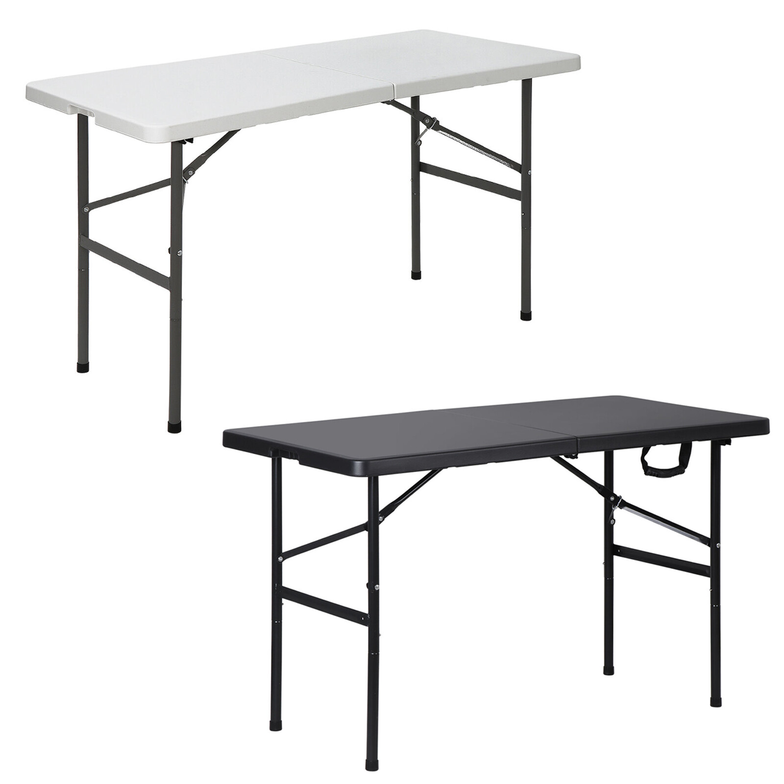 4ft Plastic Folding Table Picnic Table For Outdoor Indoor Camping White/Black