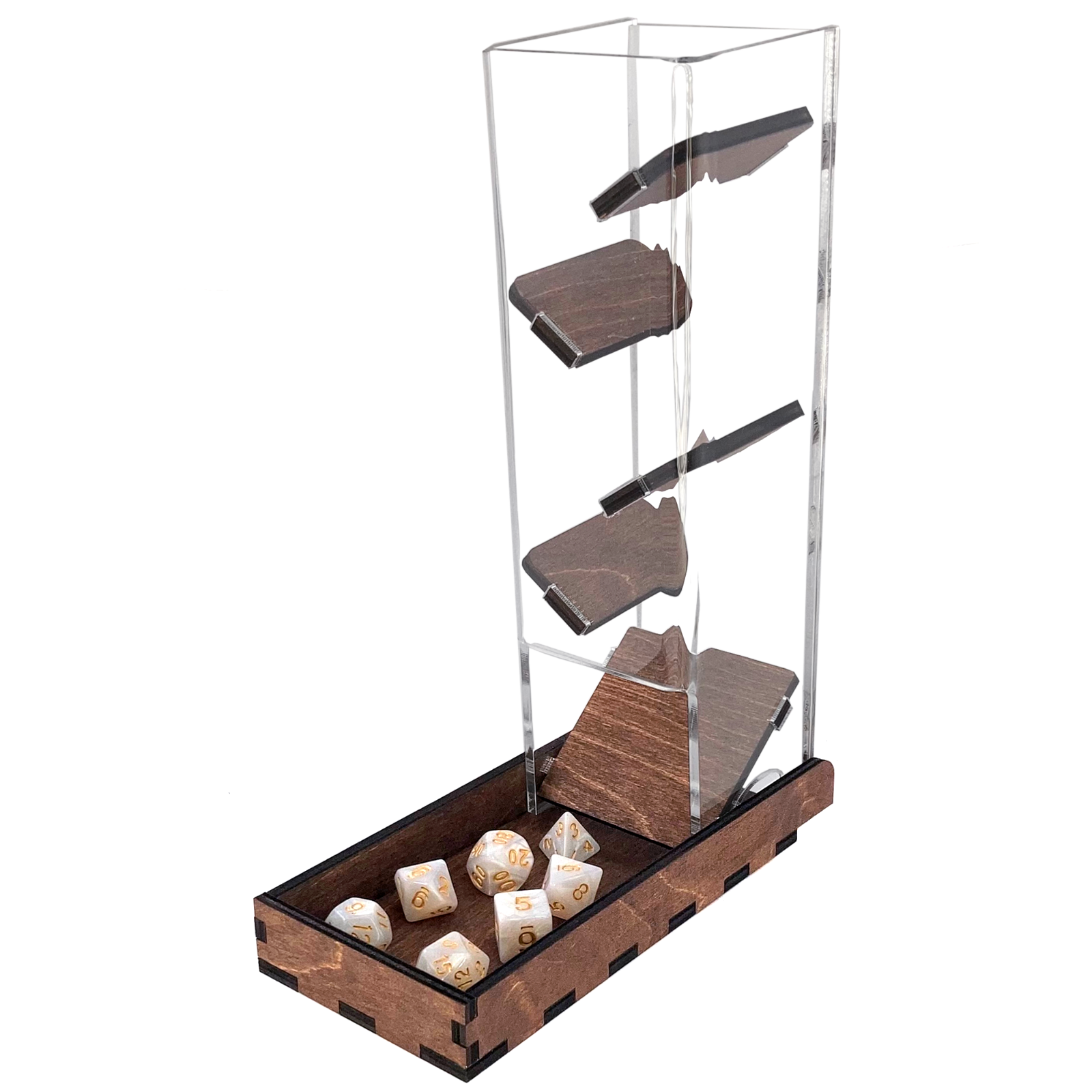 C4Labs 10" Tall Clear Dice Tower & Basic Tray - Walnut