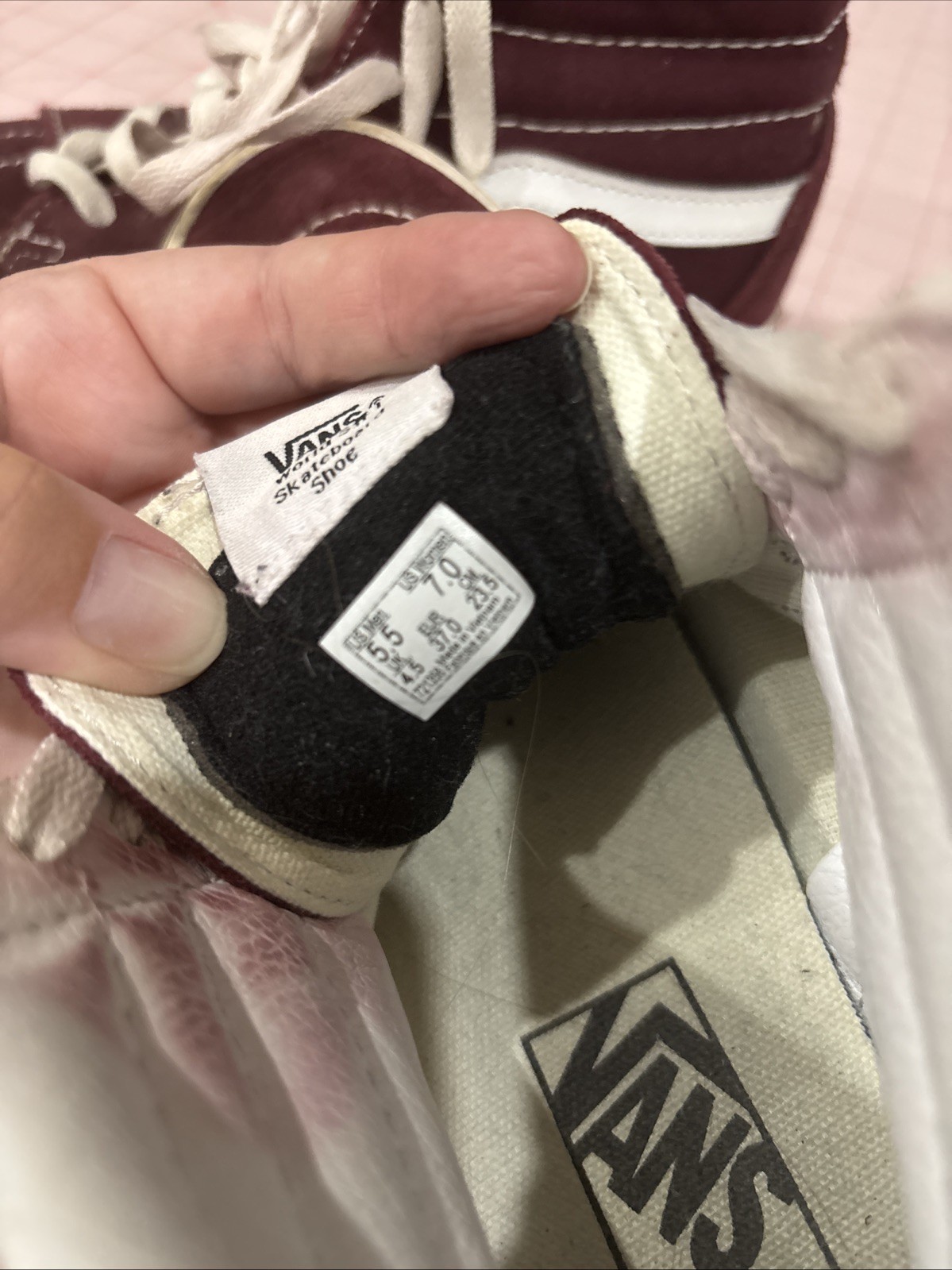 Van’s Skateboard High tops M5.5/W7 Maroon