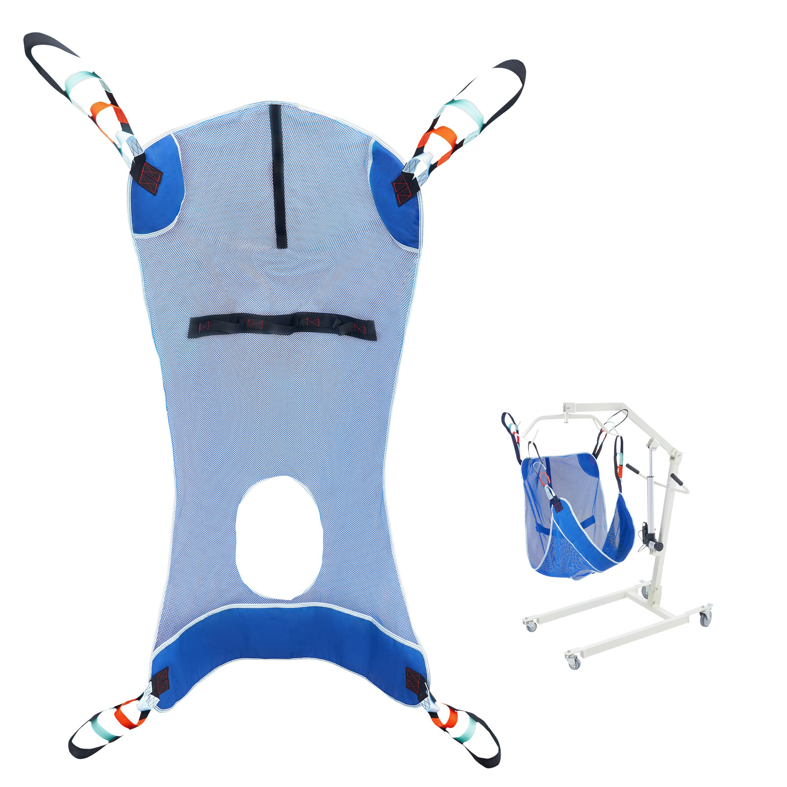 Full Body Patient Lift Sling with Commode Opening Medical Aid Sling L-Size