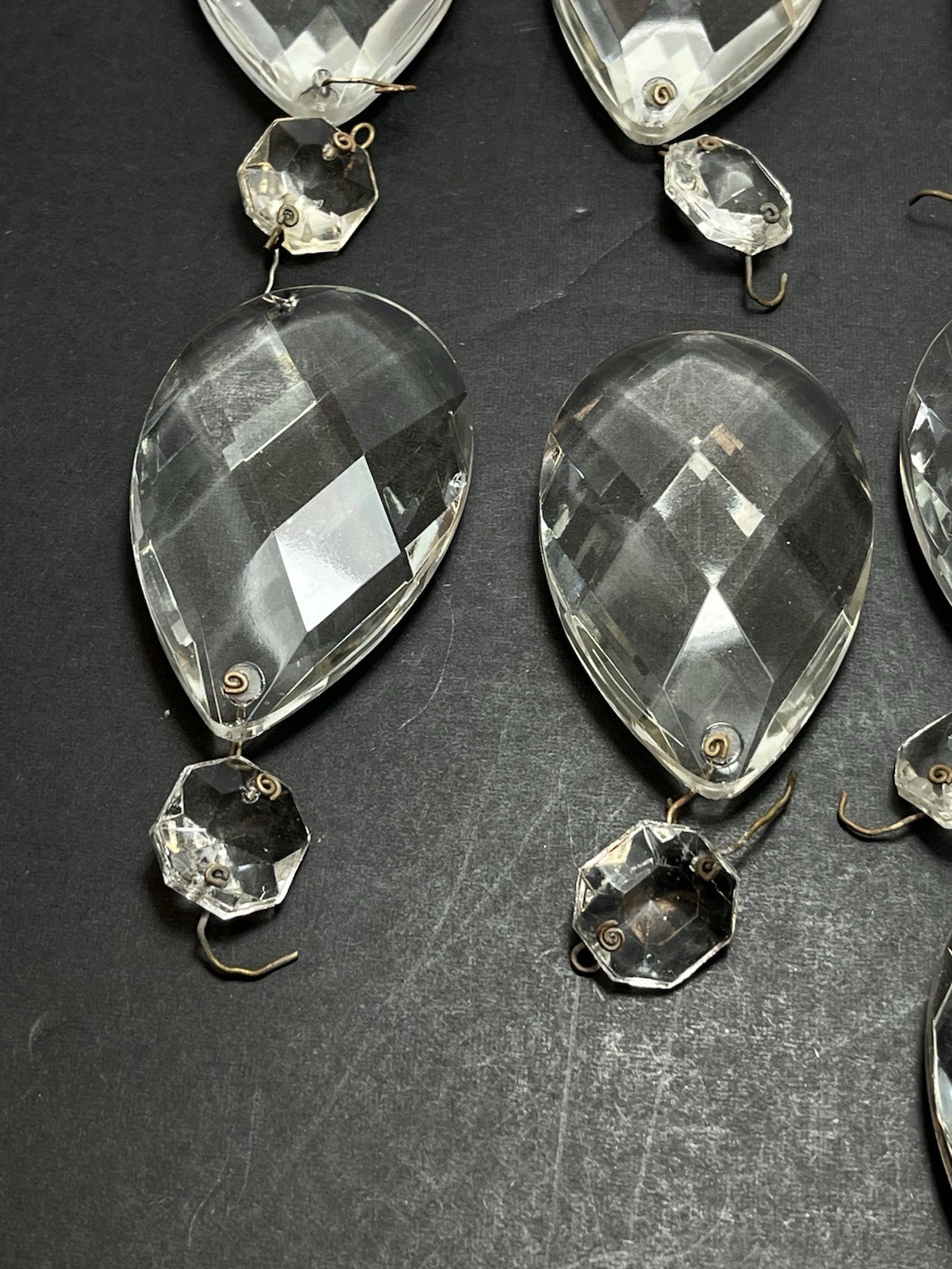 Lot 20 Vintage 2-1/2" Chandelier Crystal Teardrop Prisms Danglers w/ 3/4" Oct.