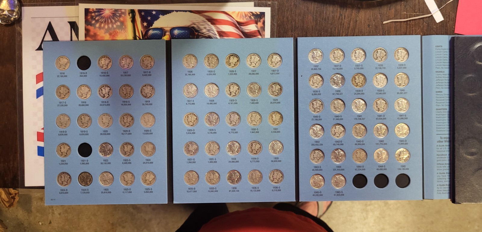 1916-1945 Silver Mercury Dime Album With 75 Of 77 Coins 90% Silver