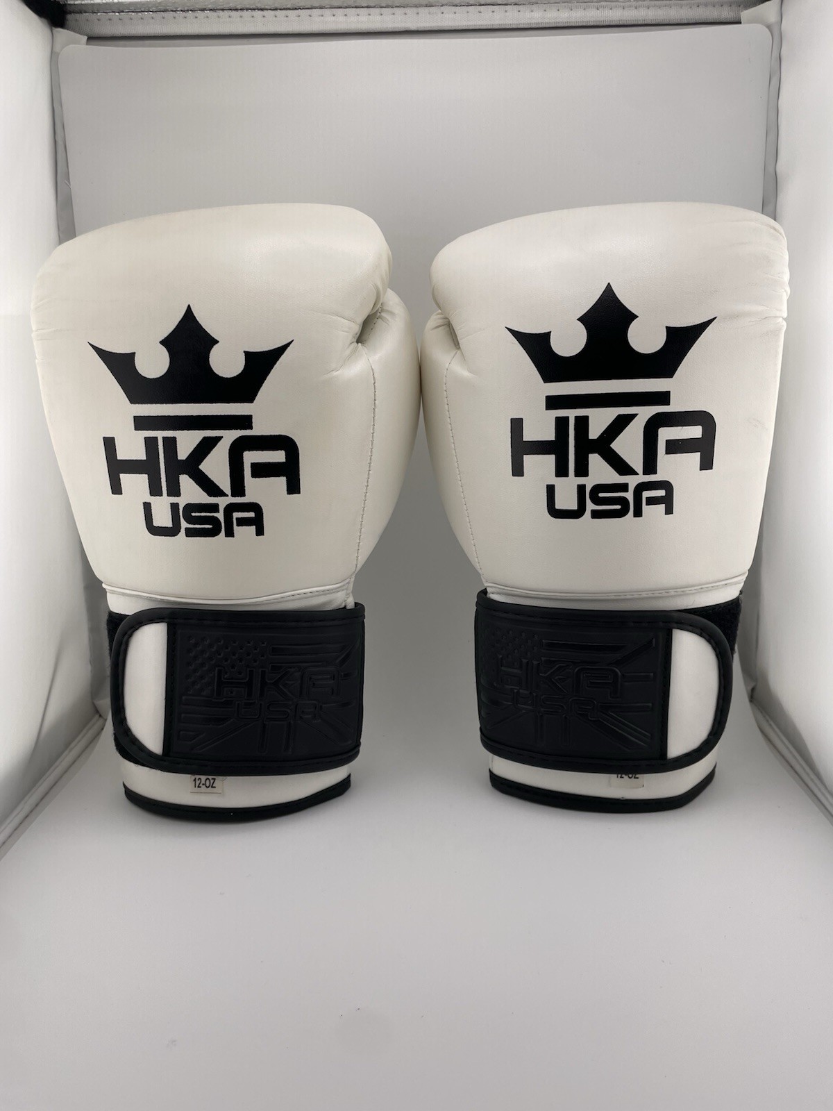 HKA USA 12 oz. White boxing gloves